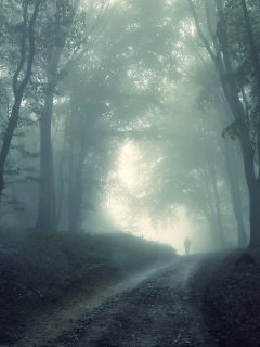 страх, туман, лес, призрак, человек, мрак