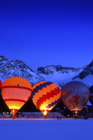 небо, горы, фестиваль воздушных шаров