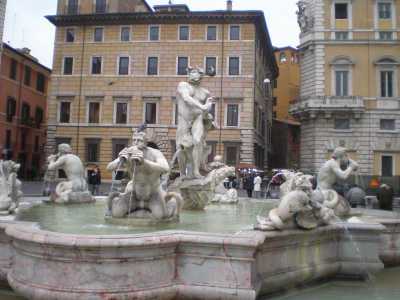 Рим, Италия, Лацио, город, площадь, фонтан, пруд, вода, статуи, Italia, Roma, Lazio