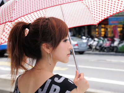 девушка, зонт, улица