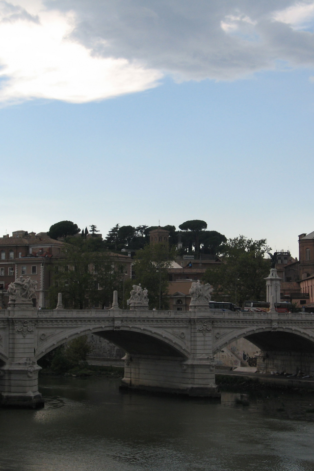 Италия, Рим, Лацио, город, мост, Тибр, собор, церковь, Ватикан, Ponte Vittorio Emanuele II, Italia, Roma, Lazio