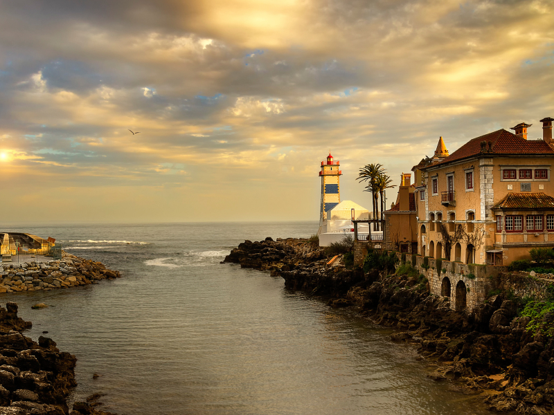 вечер, португалия, cascais, закат