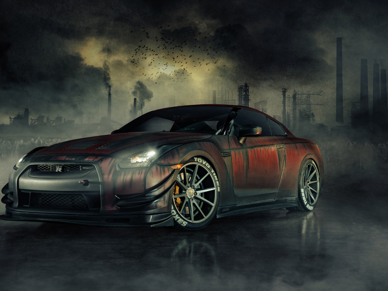 front, r35, zombie, nissan, killer, dead, walking, gt-r