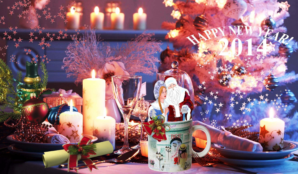 gift and home, 2014, новым годом, стол, кружка, париж, дед мороз