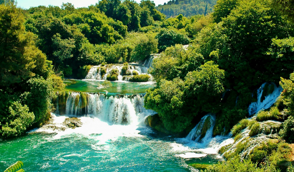 деревья, водопад, зелень, хорватия, croatia, krka national park