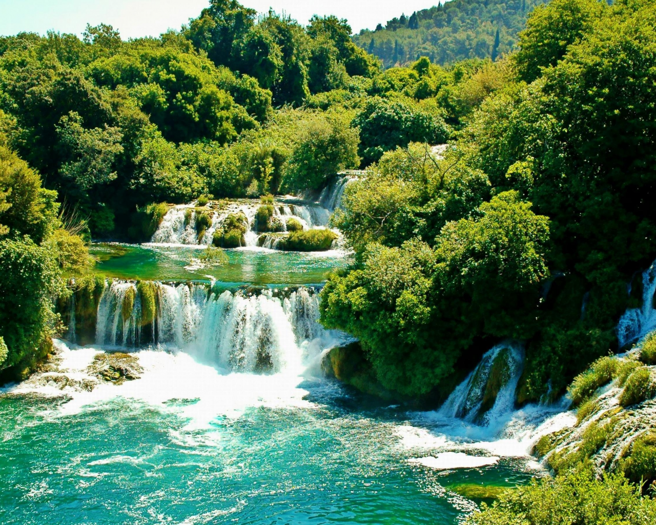 деревья, водопад, зелень, хорватия, croatia, krka national park