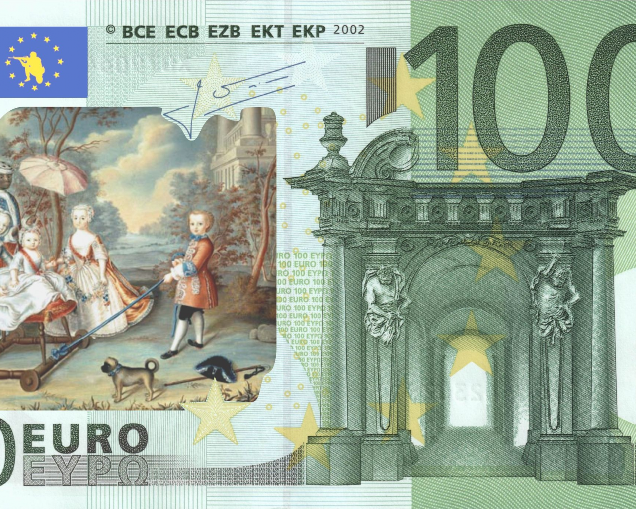 евро, деньги, европа, прикол, юмор, 100 евро, ес, германия, деньга, банкноты, банкнота, купюра, money, geld, карикатура, политика, финансы, банк, банки, власть, общество, граф, князь