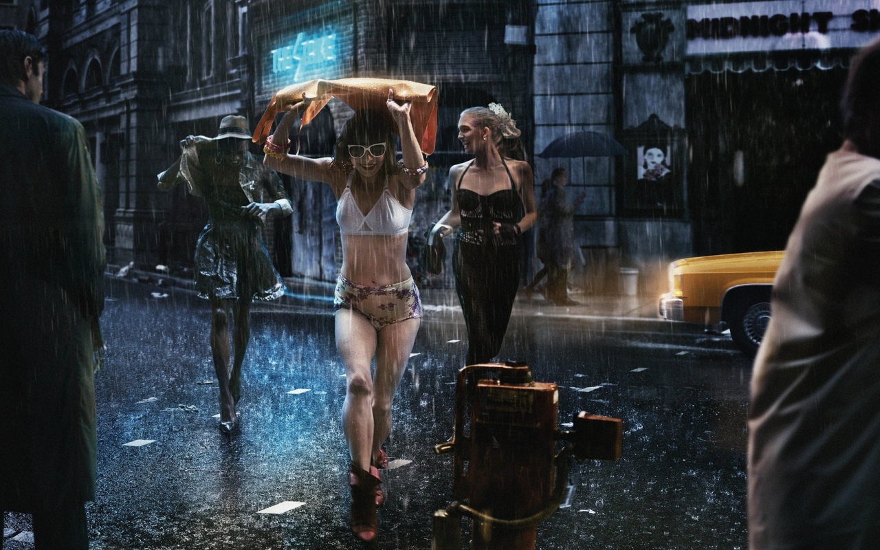 улица, дождь