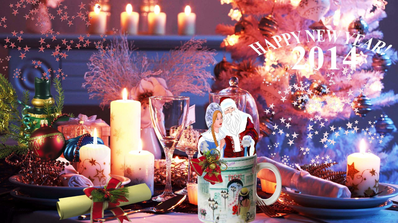 gift and home, 2014, новым годом, стол, кружка, париж, дед мороз