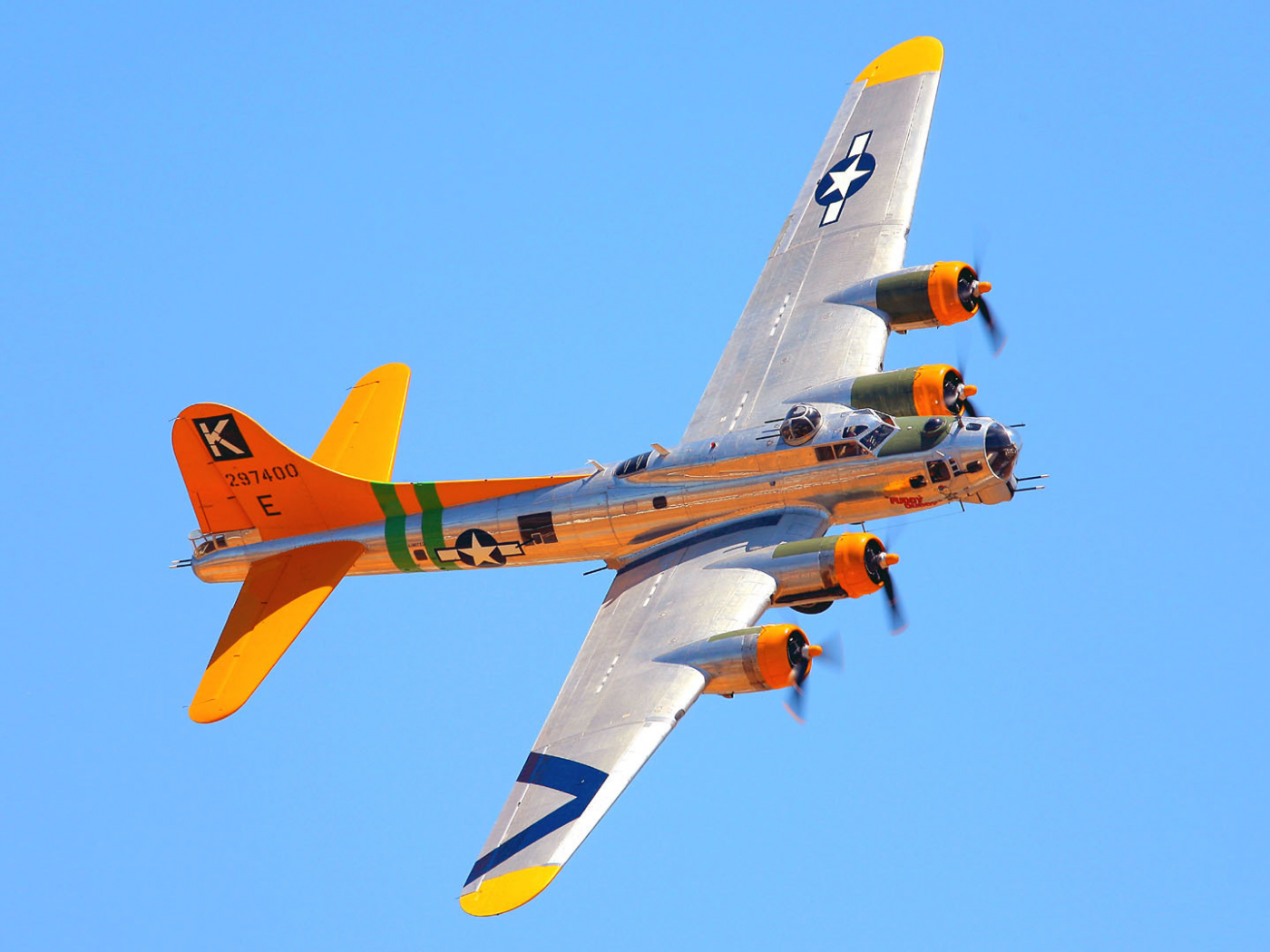 полет, небо, боинг, бомбардировщик, b-17, самолет, цвет