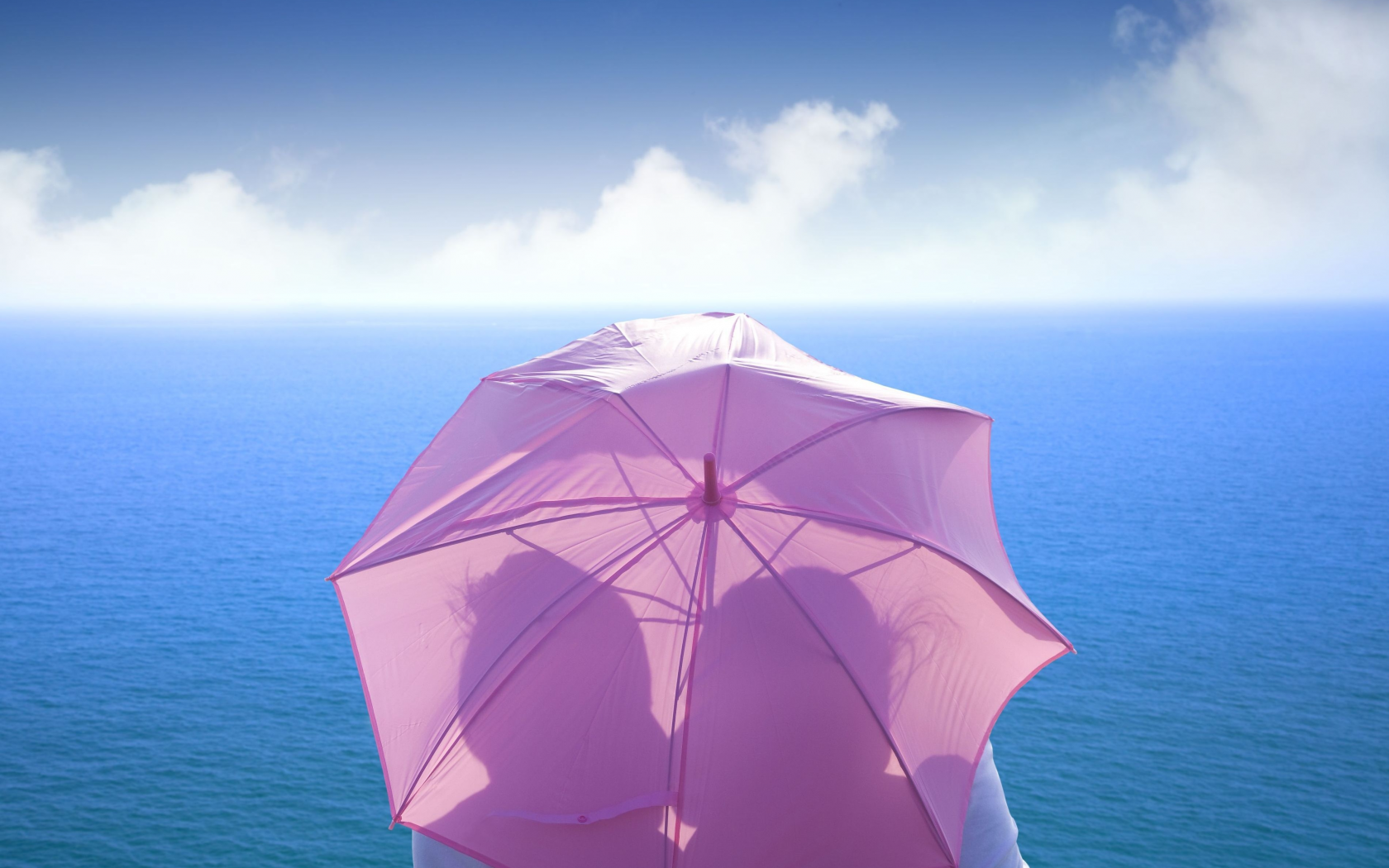 розовый, пара, влюбленные, зонт, зонтик, настроения