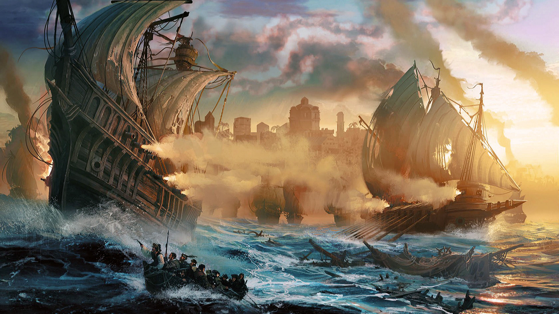 Море, корабль, лодка, пираты, игра, Anno online