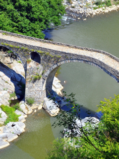 Дьявольский мост, Родопи, Болгария, река, скалы, природа, пейзаж