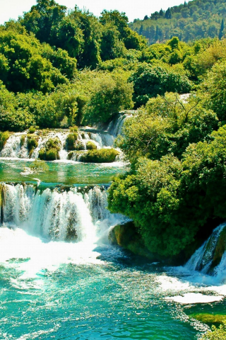 деревья, водопад, зелень, хорватия, croatia, krka national park