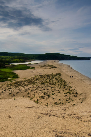 Синеморец, Бургасская область, Болгария, Чёрное море, небо, облака, море, берег, песок, река, природа, пейзаж, деревья, лес