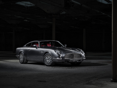 Ночь, гараж, машина, Aston Martin, серый.
