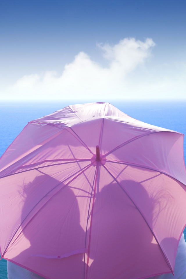 розовый, пара, влюбленные, зонт, зонтик, настроения