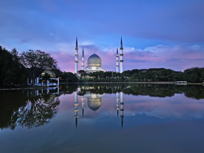 шах-алам, вода, мечеть, малайзия, селангор, город