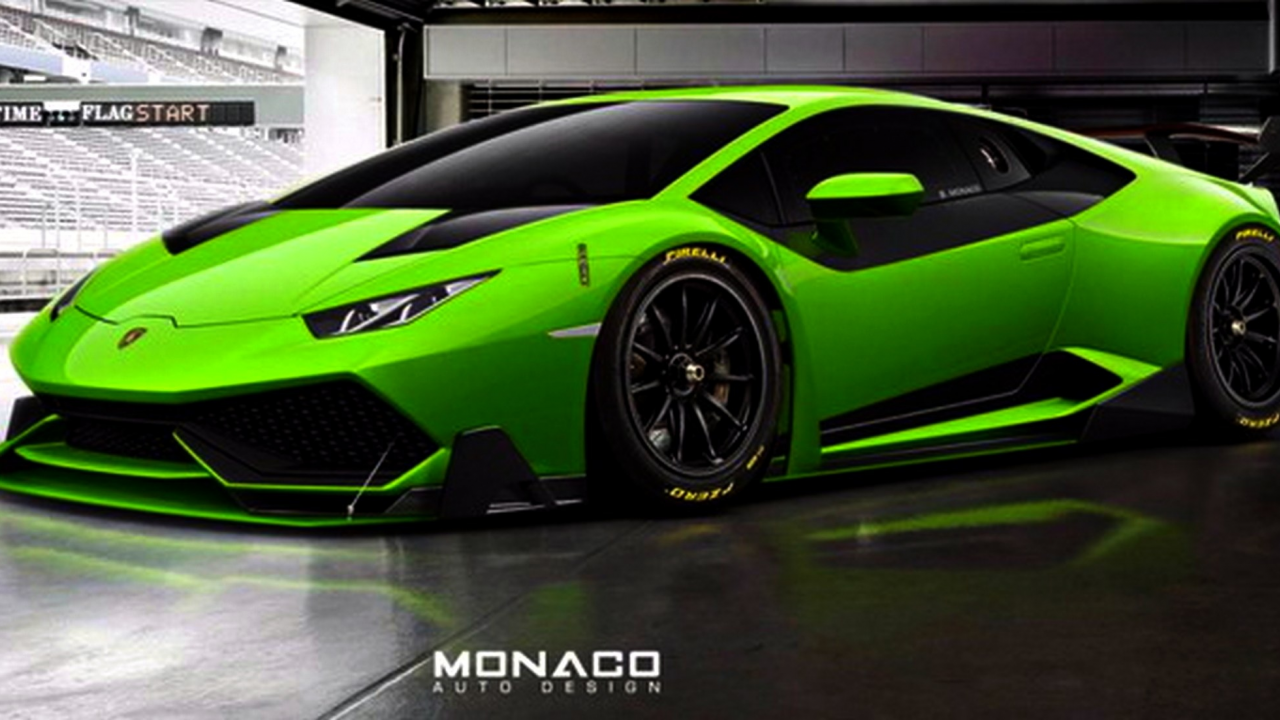 спорткар, зелёный, Lamborghini-Huracan