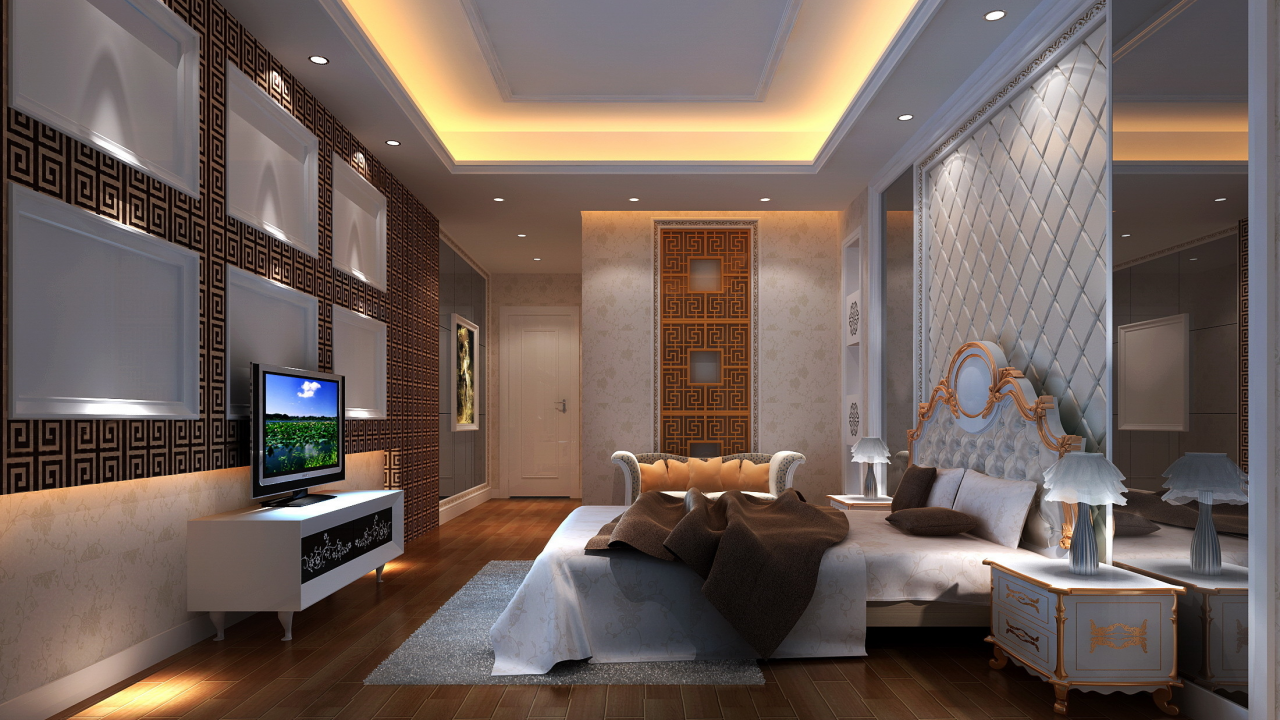 design, bedroom, спальня, кровать, телевизор, interior, master