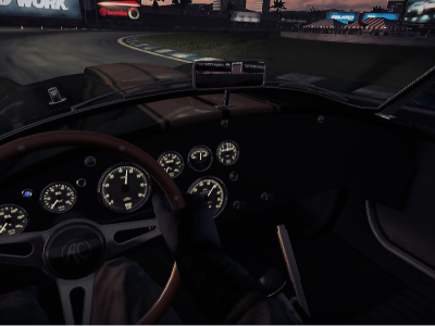 Ночь, трасса, вид из кабины, Shelby Cobra Daytona.