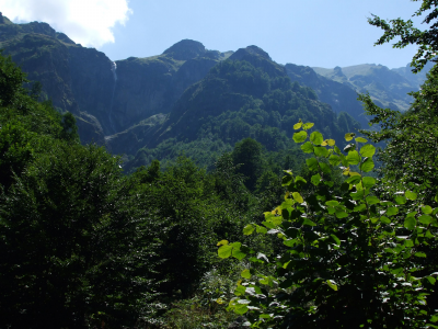 Стара планина, Болгария, горы, деревья, лес, водопад, Видимско пръскало, небо, скалы