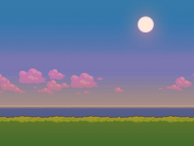 пиксели, sun, pixels, evening, grass, закат, пейзаж, солнце