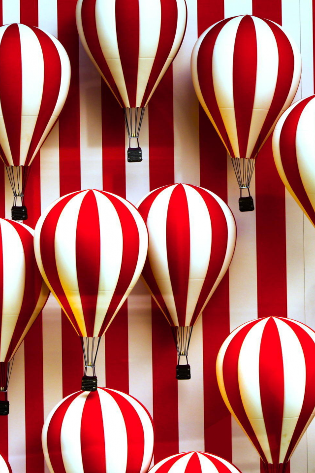 красно, полосы, белые, воздушные шары
