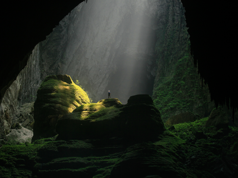 Вьетнам, пещера, скалы, свет, человек, природа