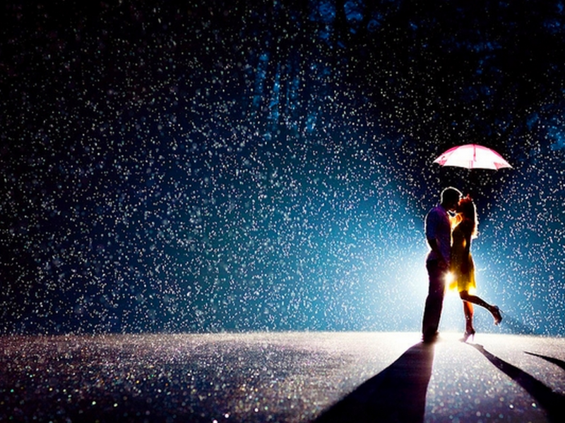 дождь, любовь, он и она, зонтик