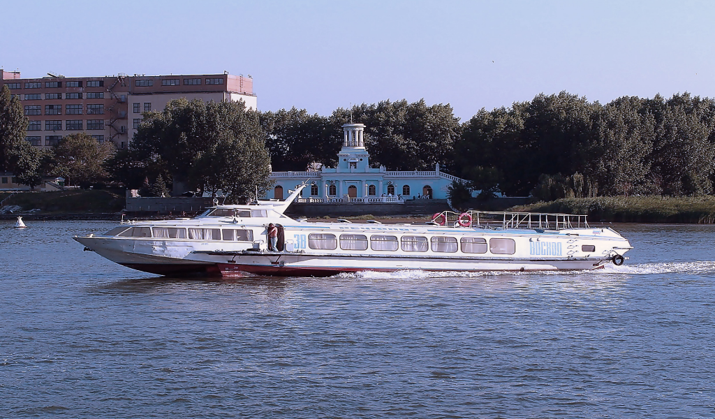 Река, Дон, судно на подводных крыльях, речной вокзал, город, Ростов на Дону.
