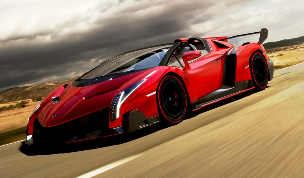 спорткар, красный, Lamborghini Veneno