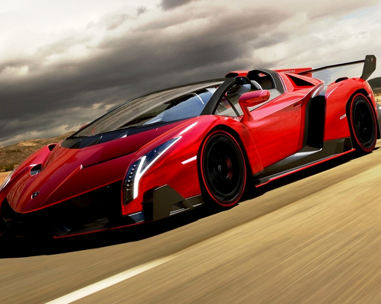 спорткар, красный, Lamborghini Veneno
