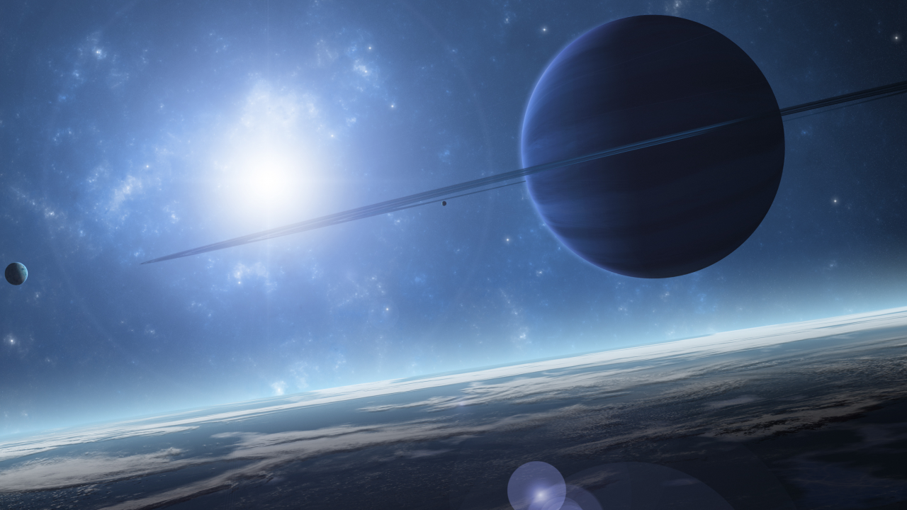 space, planet, sci fi, light, blue, atmosphere