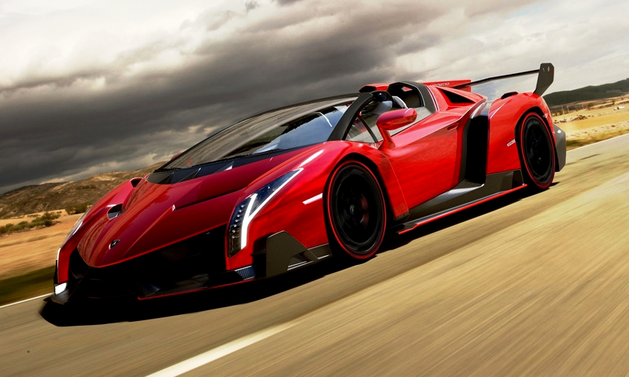 спорткар, красный, Lamborghini Veneno