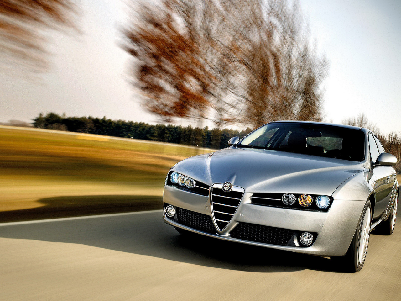 Дорога, осень, скорость, авто, Alfa Romeo 2007
