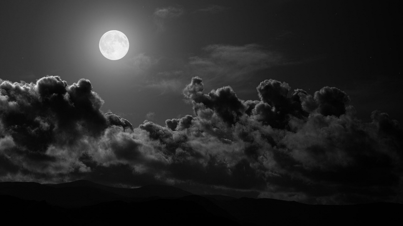 ночная, луна
