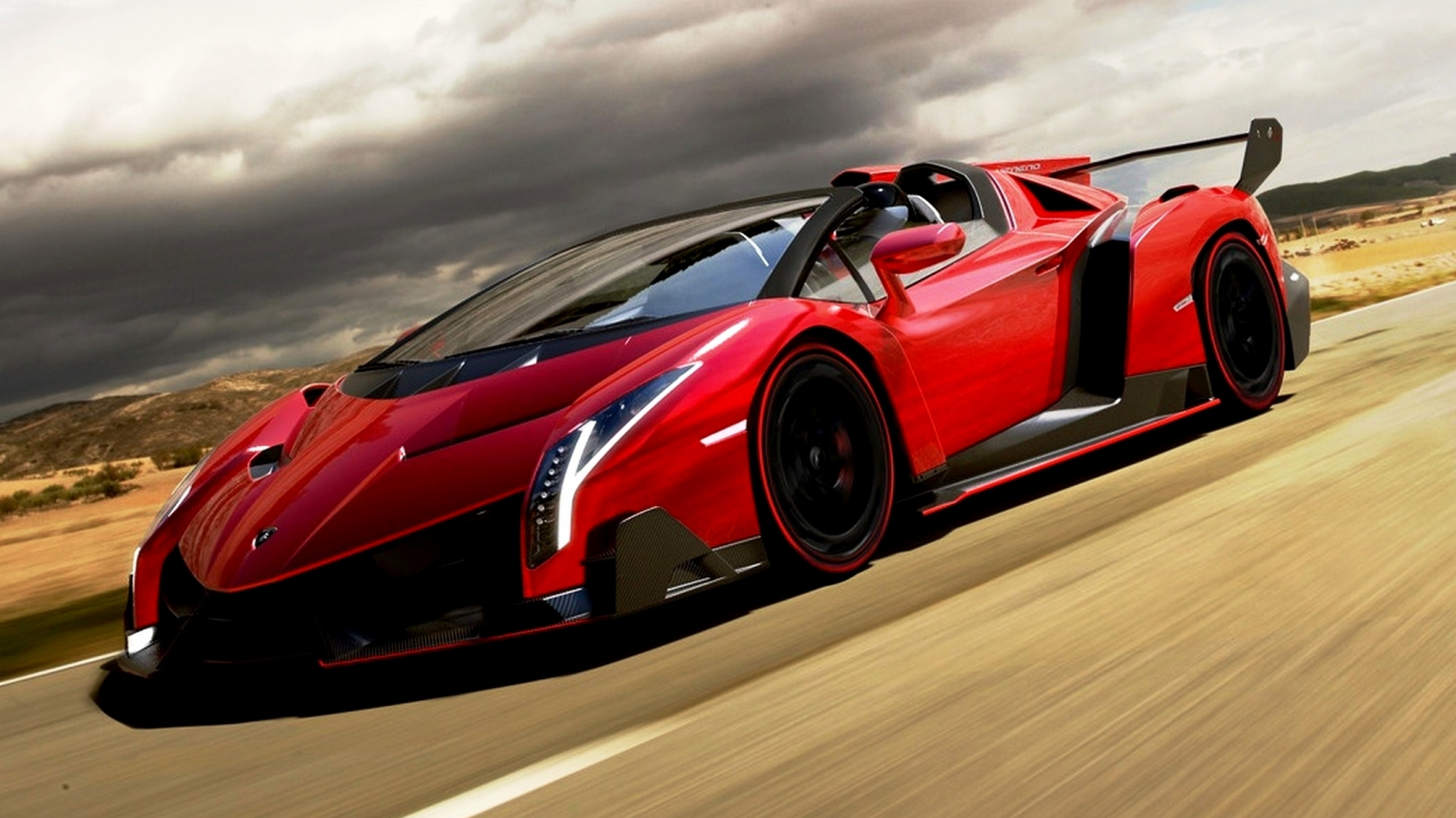 спорткар, красный, Lamborghini Veneno