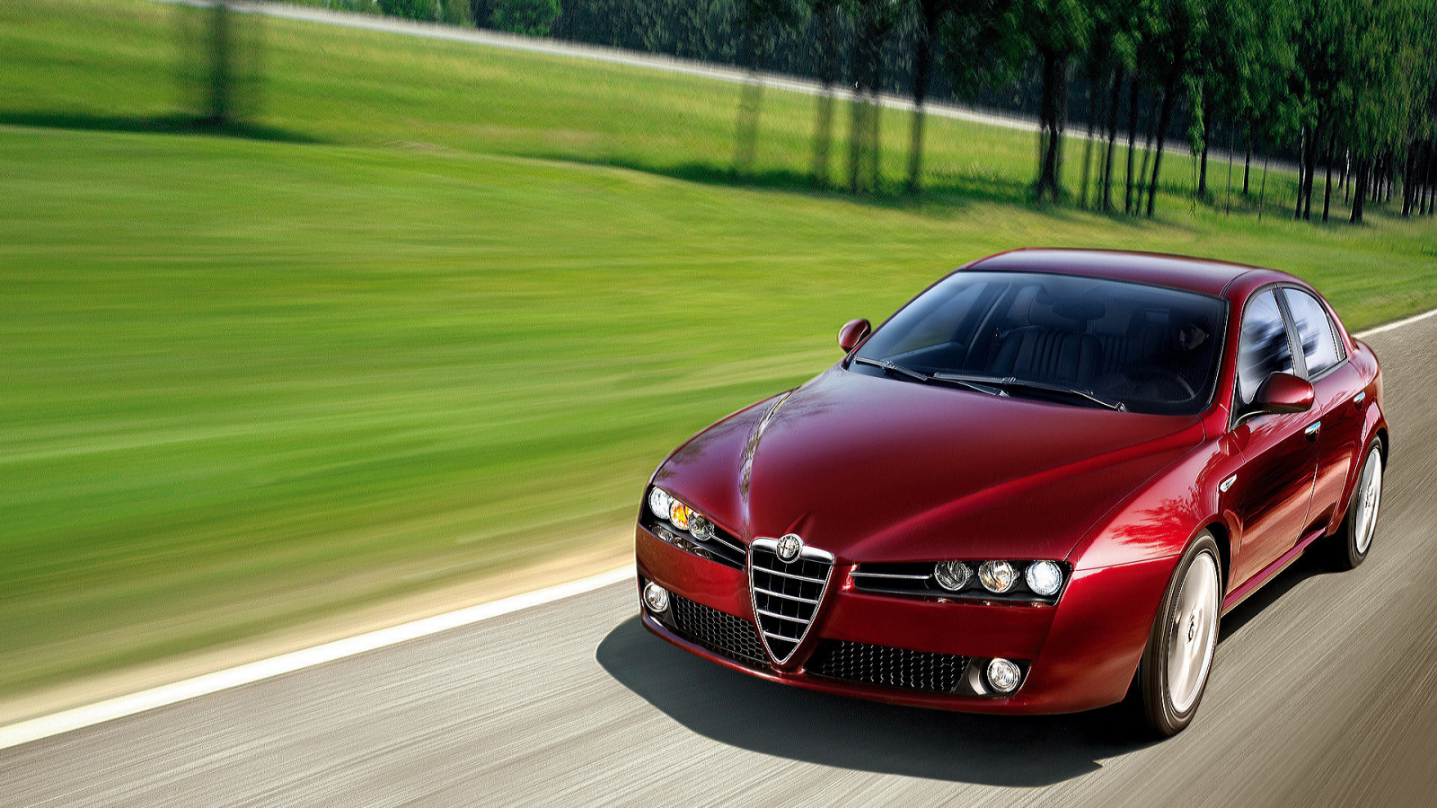 Трава, дорога, скорость, авто, Alfa - Romeo 2007