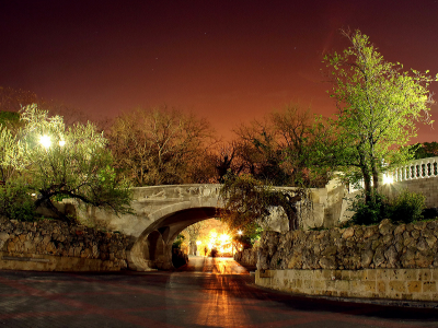 Крым, Севастополь, ночь, парк, арка.