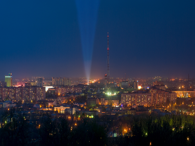 Ночь, огни, город, Луганск, Ворошиловград, Донбас.