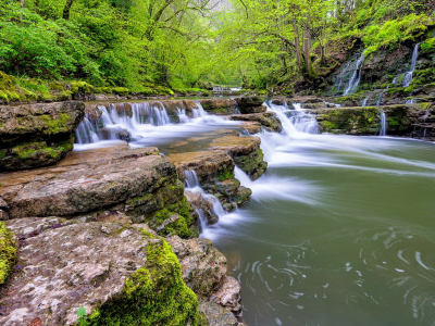 каскад, вода, зелень