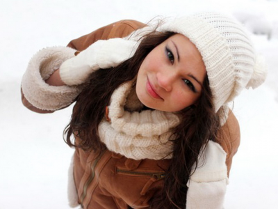 Девушка, взгляд, шапка, зима