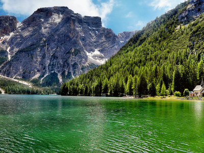 горы, озеро, italy, деревья, природа, lago di carezza, лес, италия