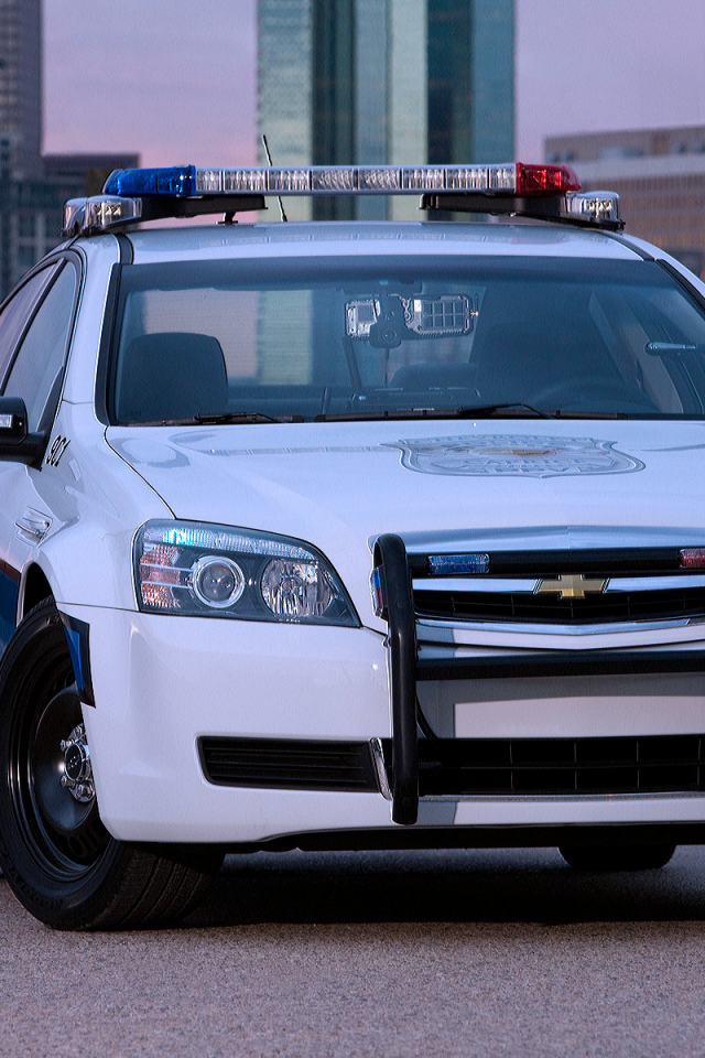 Город, вечер, полицейское авто, Chevrollet-Caprice-Police-Patrol-Vehicle