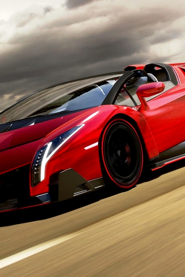 спорткар, красный, Lamborghini Veneno