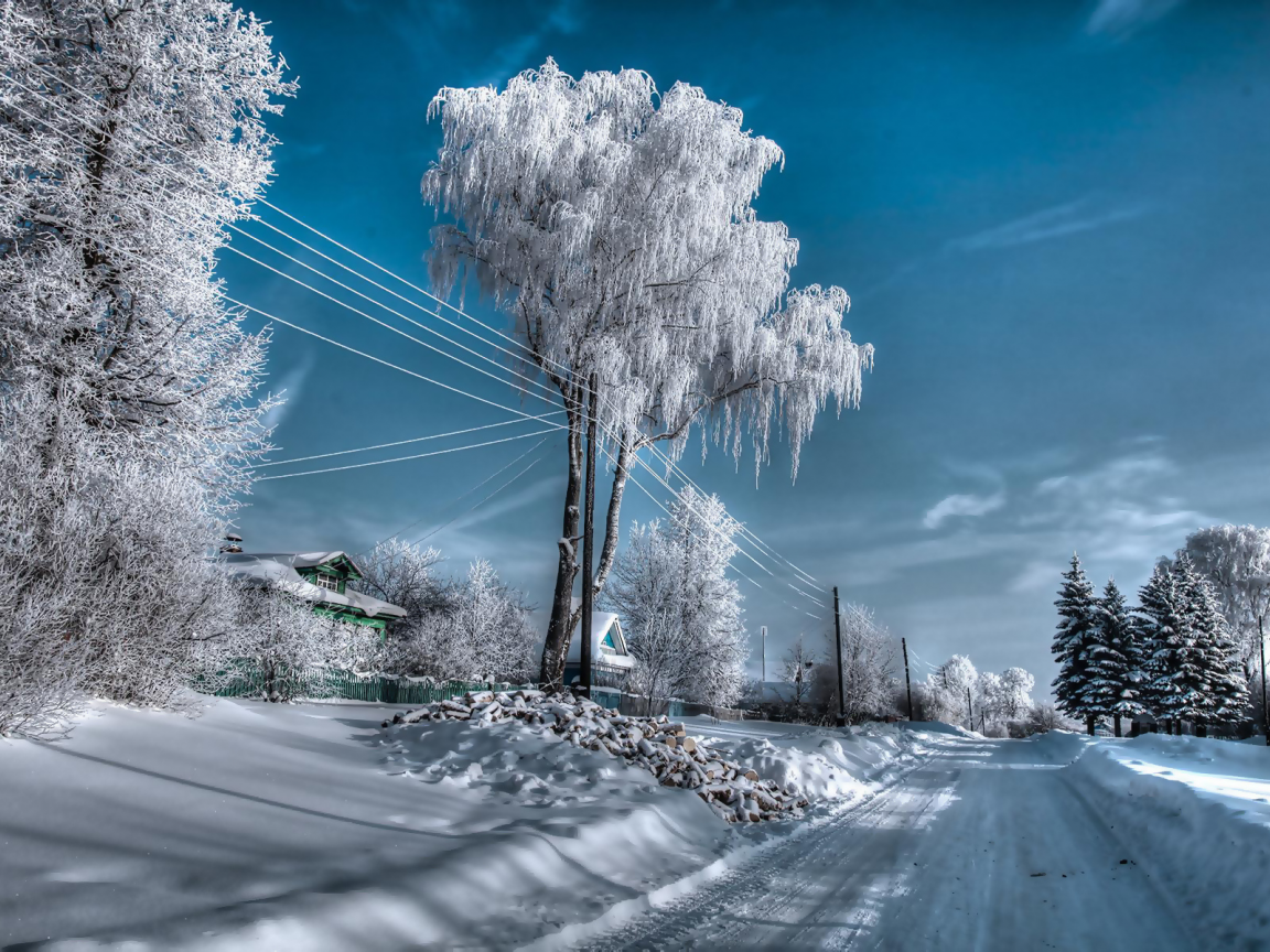 Россия, зима, снег, село, пейзаж.