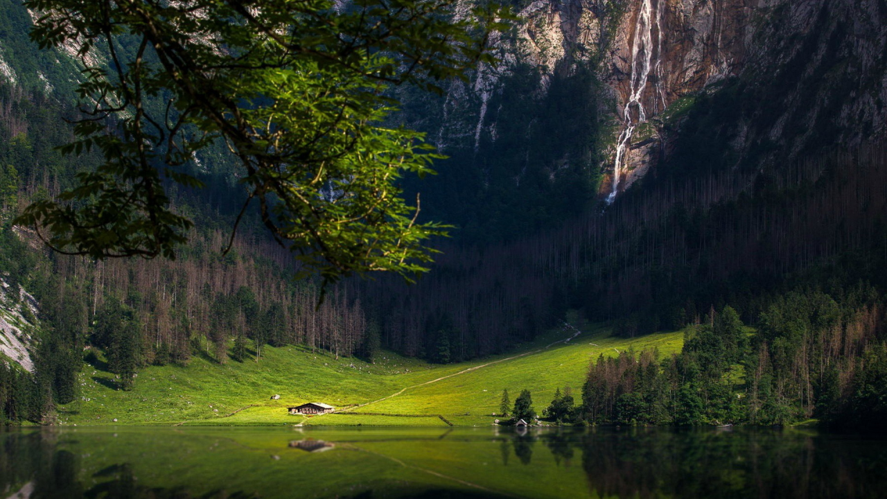 озеро, бавария, водопад, горы, pai shaka, лес