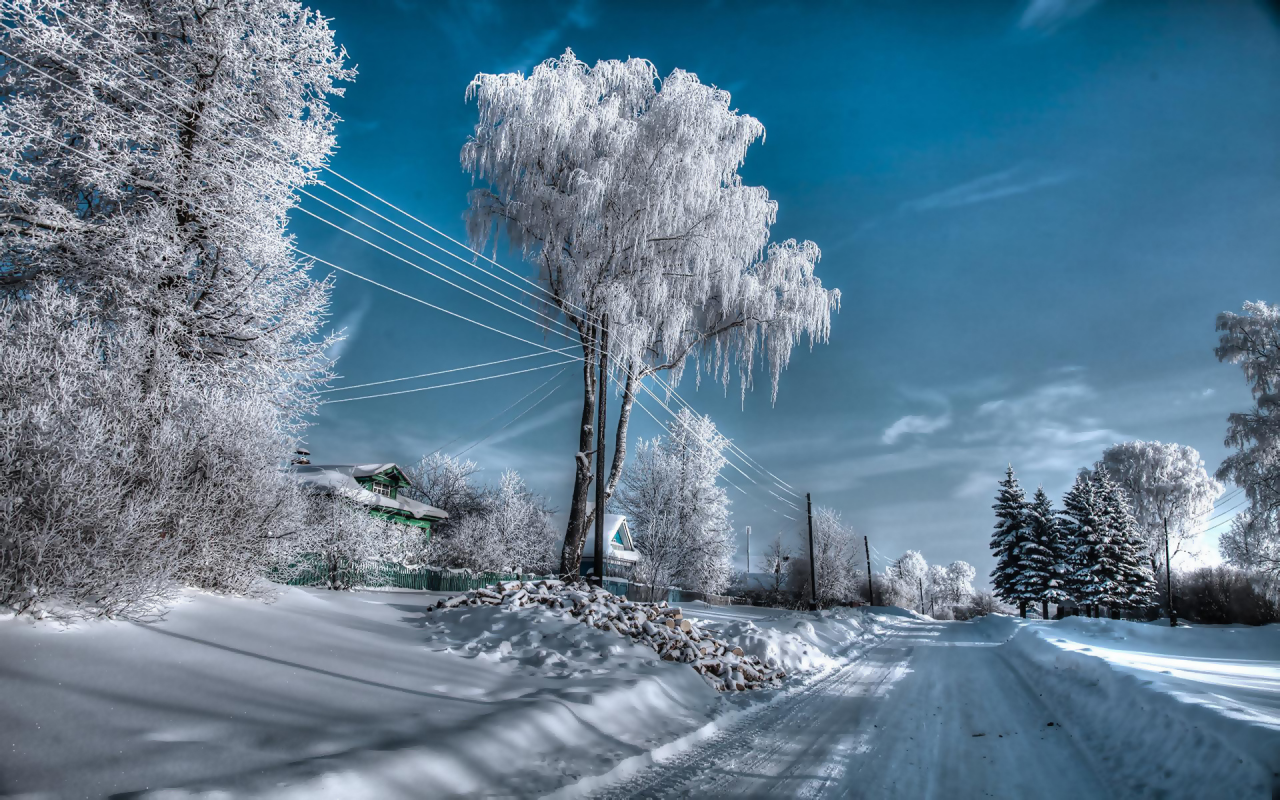 Россия, зима, снег, село, пейзаж.