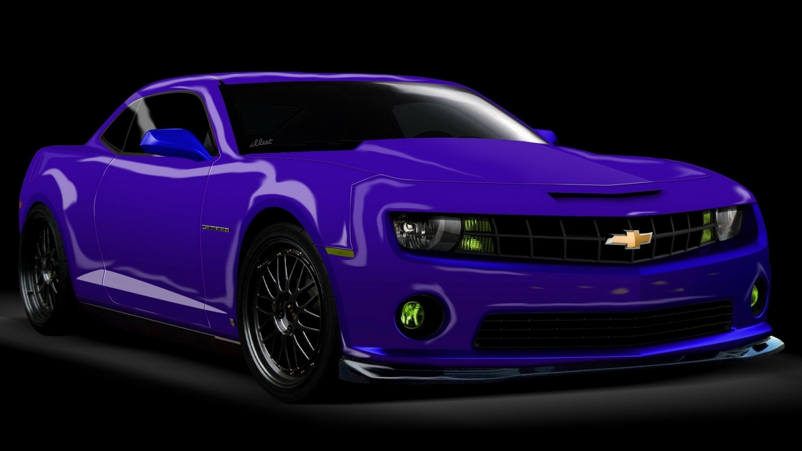 рендеринг, картинка 3d, фиолетовый авто, chevrolet camaro